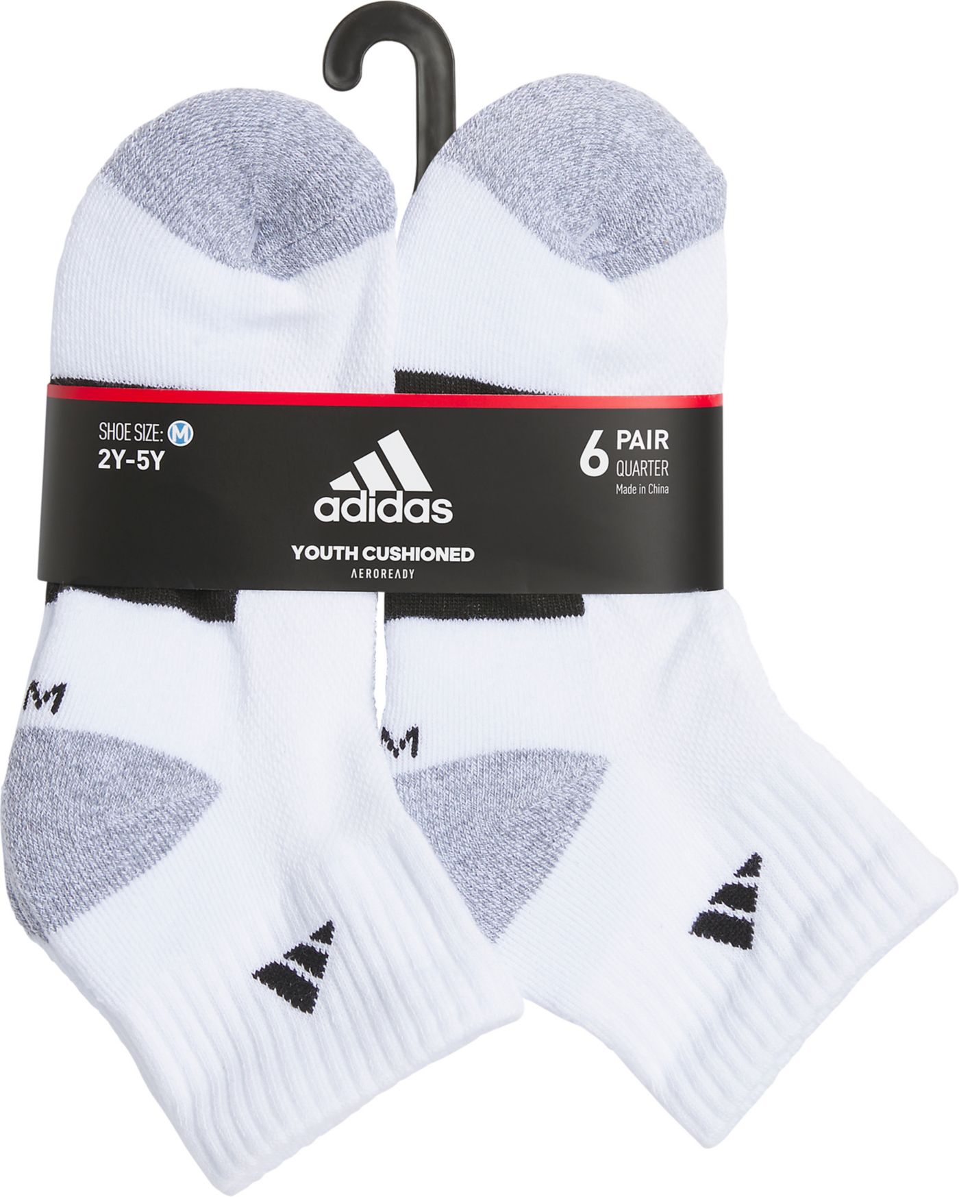 adidas Youth Cushioned 6 Pack Quarter Socks Publiclands
