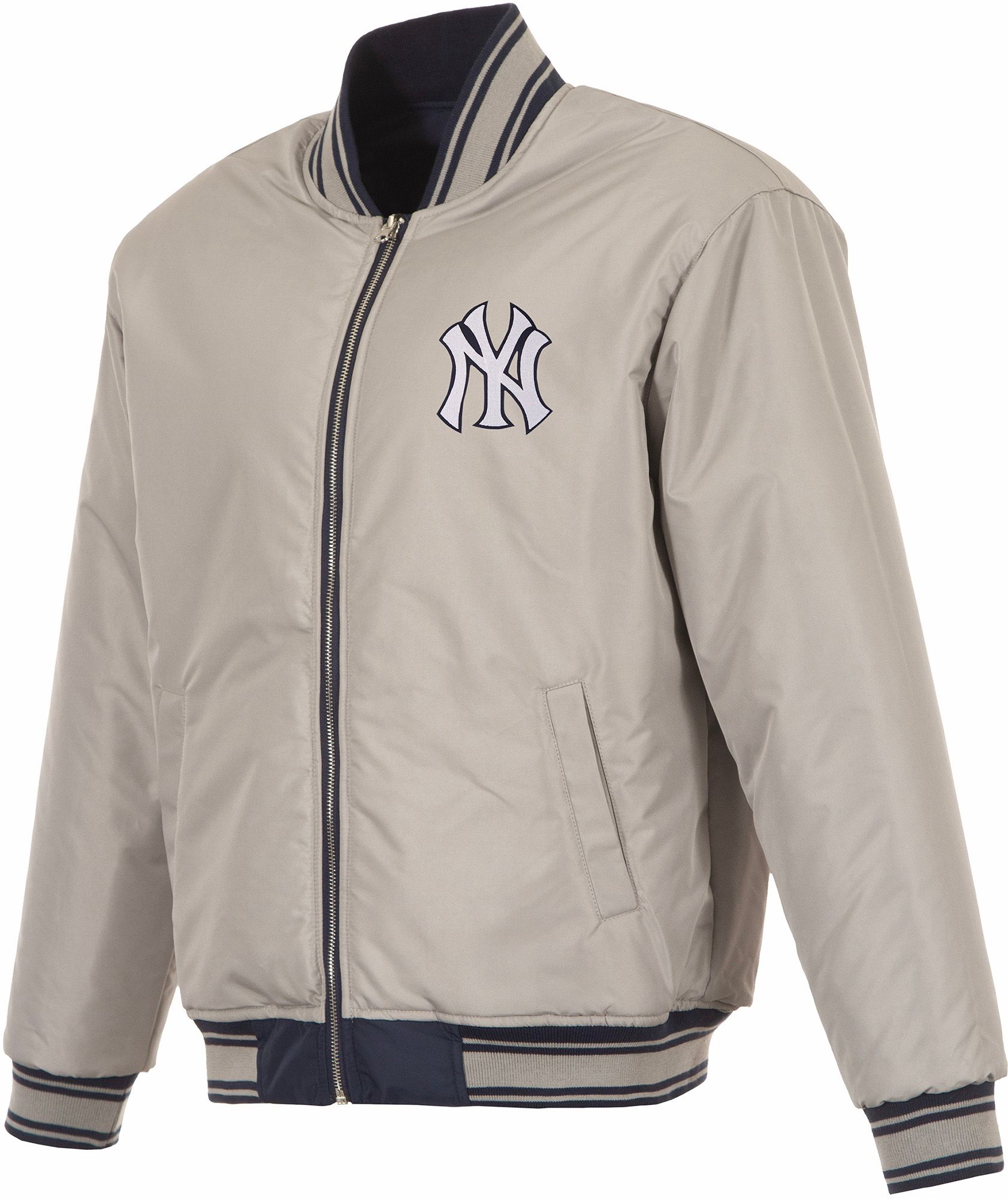JH Design Men's New York Yankees Full-Zip Reversible Flight Navy Nylon Jacket product image