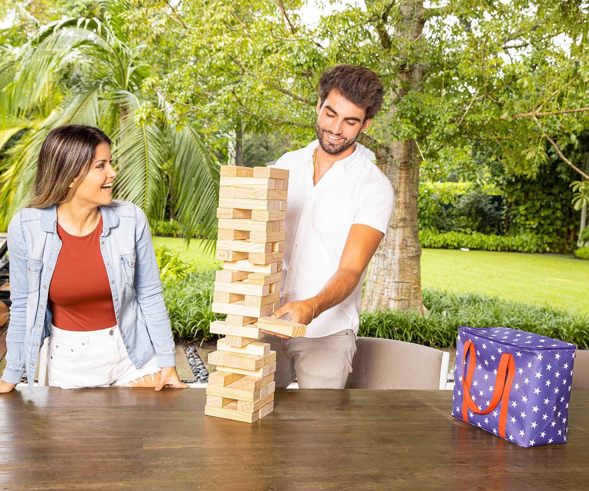 YardCandy Stars and Stripes Wooden Tumbling Tower product image