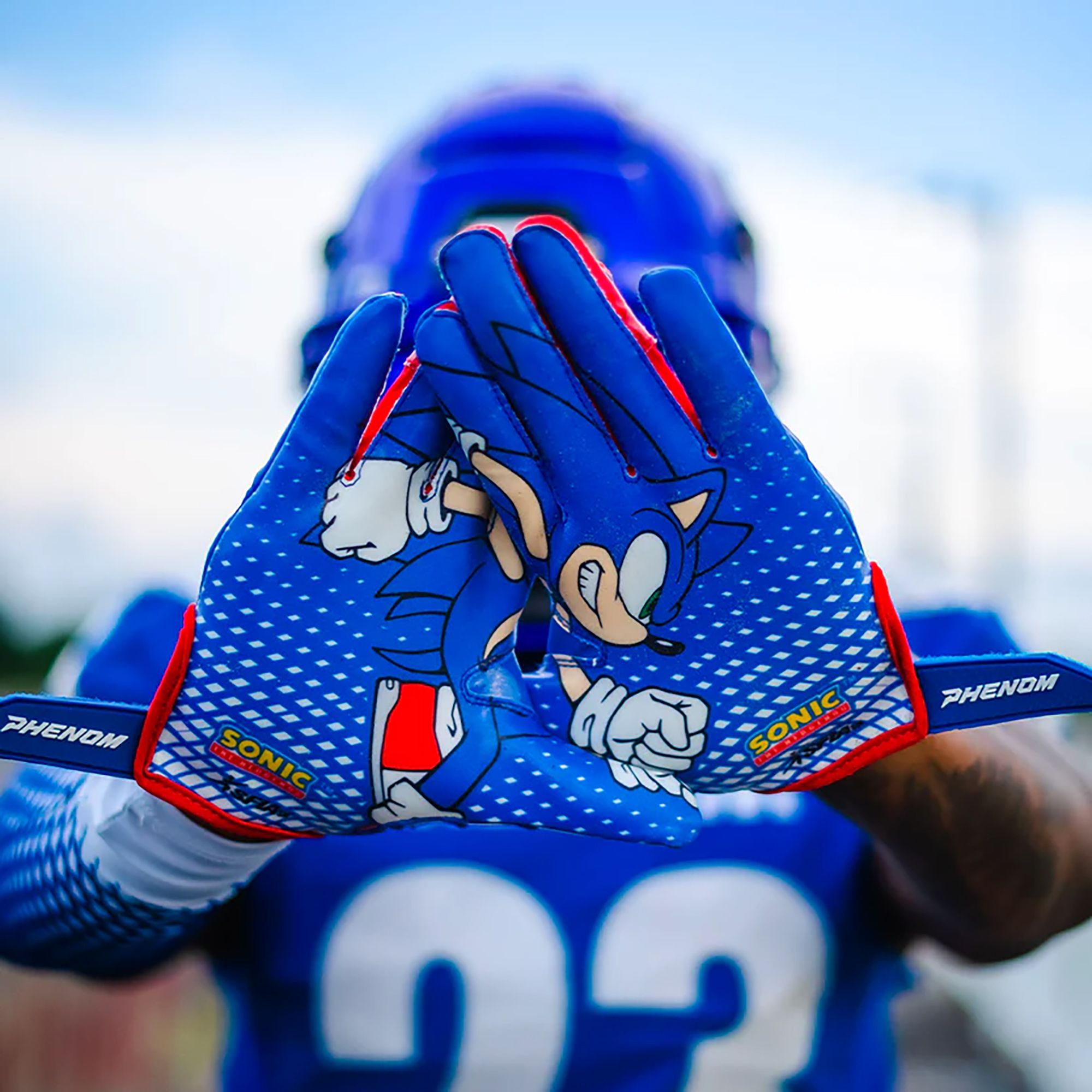Phenom Elite Youth VaporStick 5.0 Sonic the Hedgehog Football Gloves product image