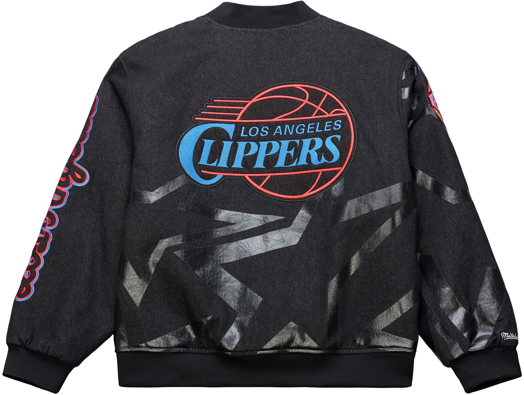 Mitchell & Ness Men's Los Angeles Clippers Black Graphic Denim Jacket product image