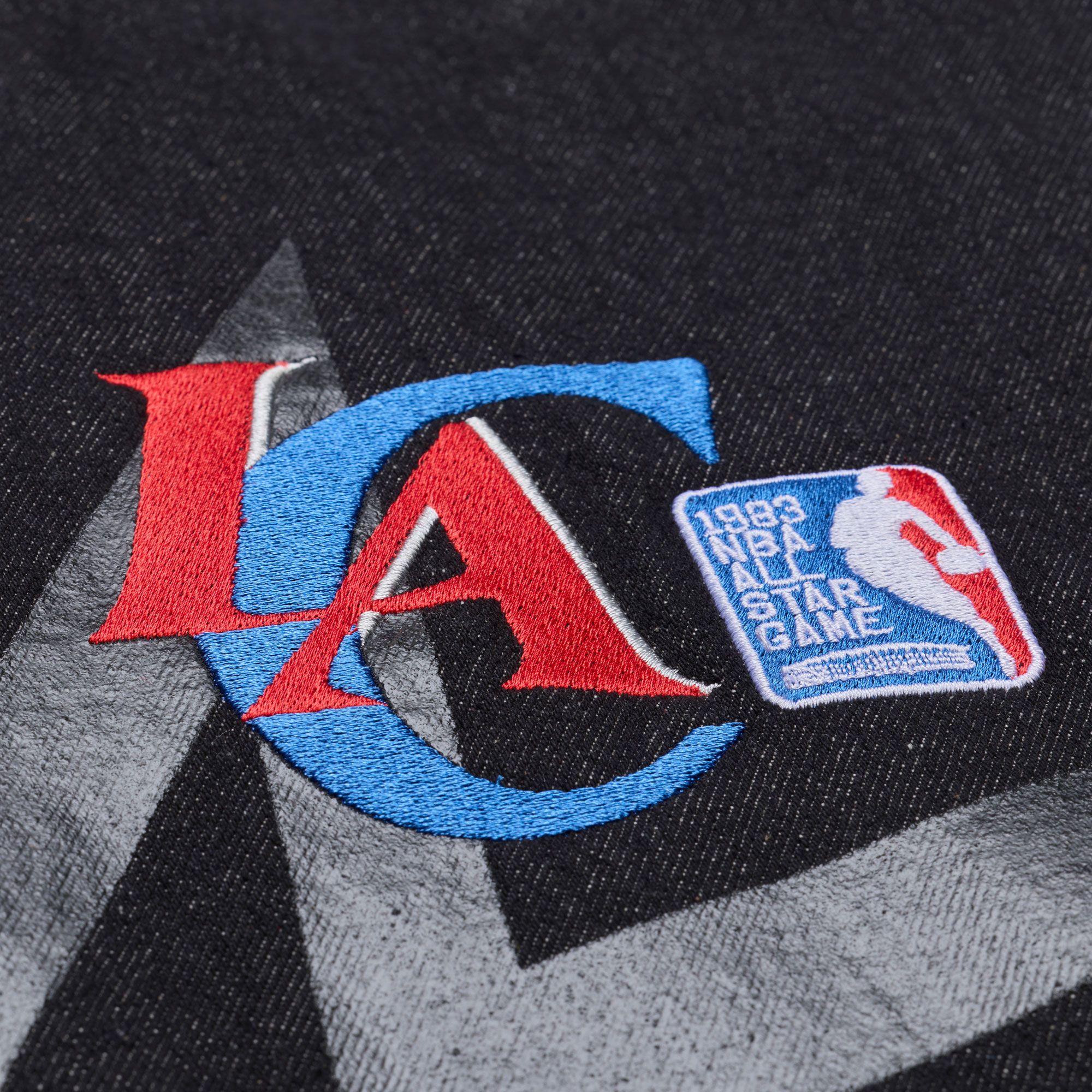 Mitchell & Ness Men's Los Angeles Clippers Black Graphic Denim Jacket product image