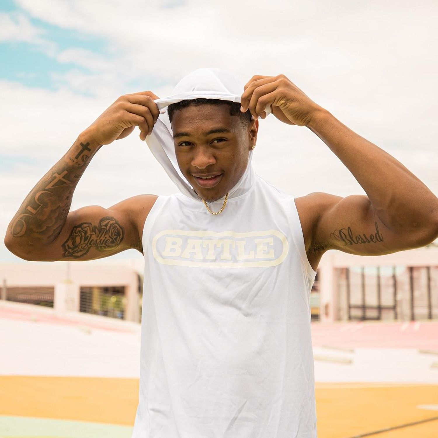 Battle Sports Sleeveless Light Action Football Hoodie product image