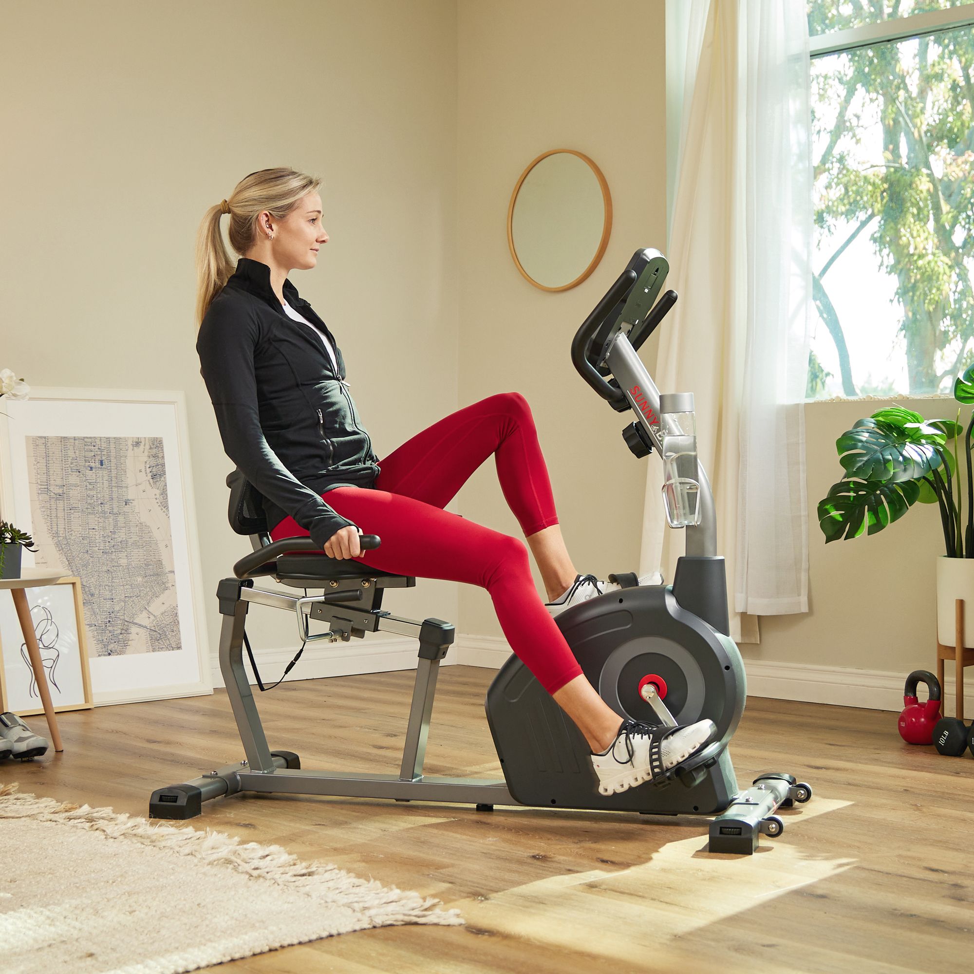 Sunny Health & Fitness Elite Smart Recumbent Bike With 12 Levels Of Magnetic Resistance product image