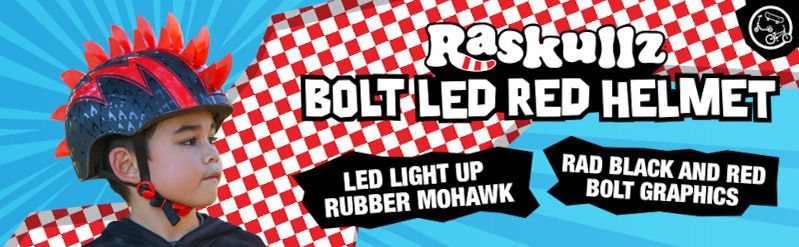 Raskullz Youth Bolt LED Red Bike Helmet product image