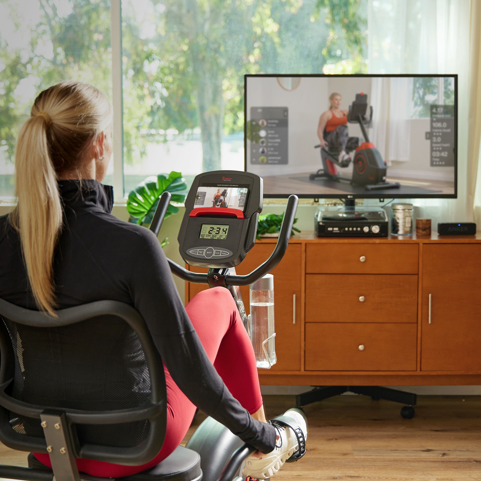 Sunny Health & Fitness Elite Smart Recumbent Bike With 12 Levels Of Magnetic Resistance product image