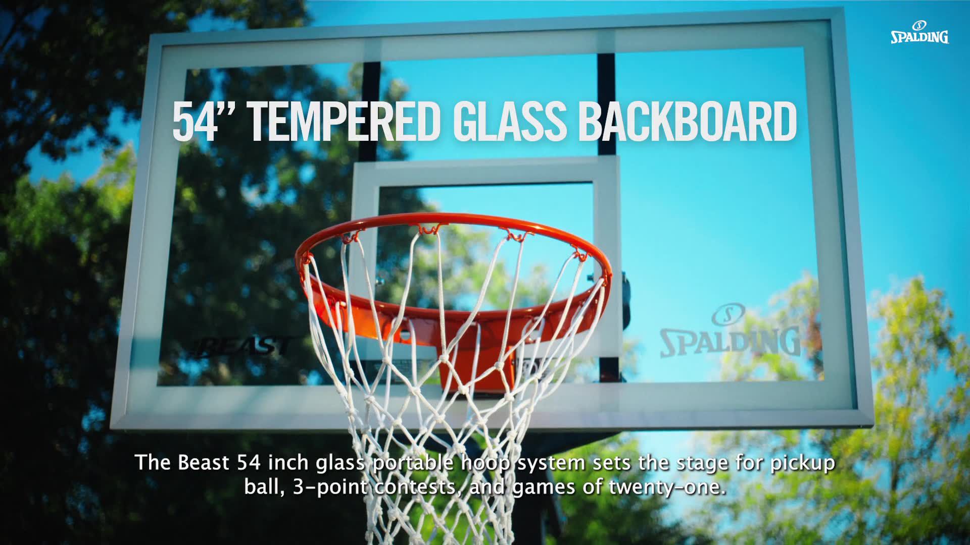Spalding The Beast 54" Tempered Glass Portable Basketball Hoop product