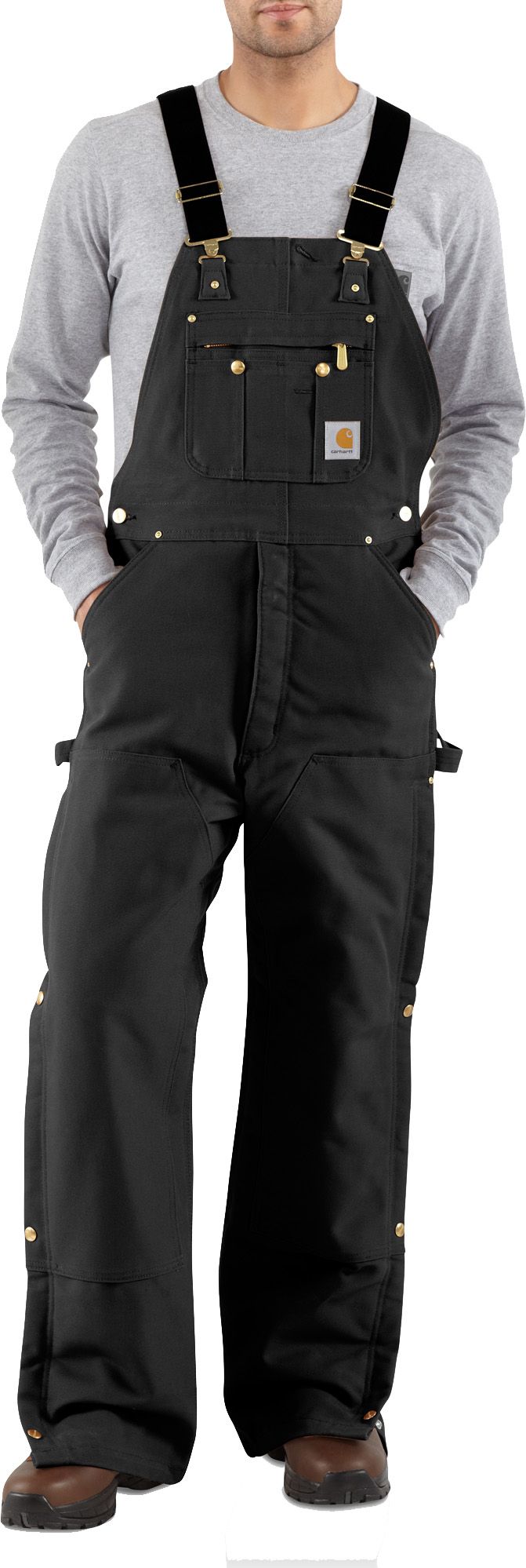 Carhartt Men's Zip-To-Thigh Quilt Lined Duck Bibs