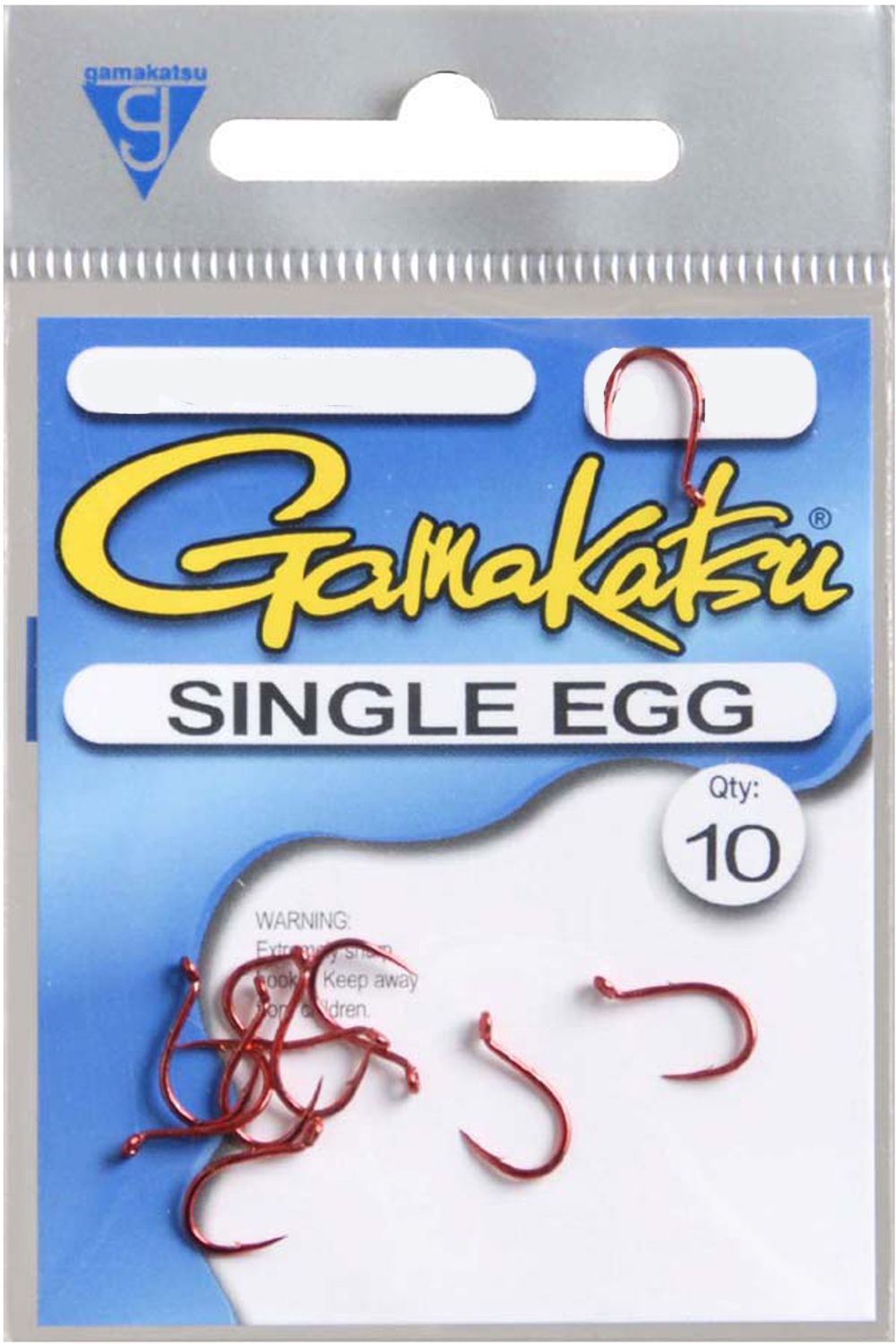Gamakatsu Barb On Shank Single Egg Fish Hooks - 10 Pack