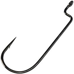 Worm Hook, Size 1/0, Needle Point, Round Bend, Offset, Ringed Eye