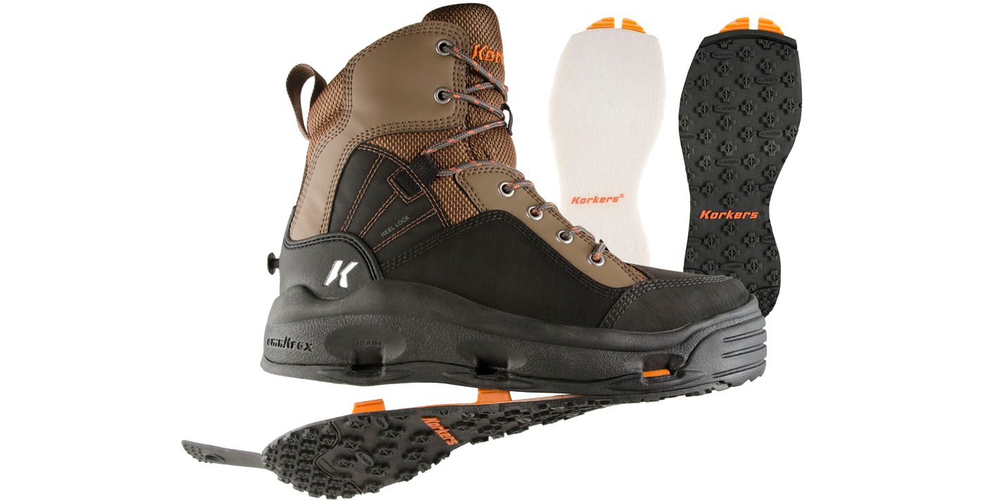 Korkers Buckskin Wading Boots – OmniTrax 3.0 Interchangeable Soles, Hydrophobic & Durable