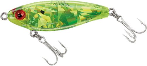 MirrOlure MirrOdine Suspending Twitchbait - 2-5/8″ - Chartreuse Flame Broken Glass