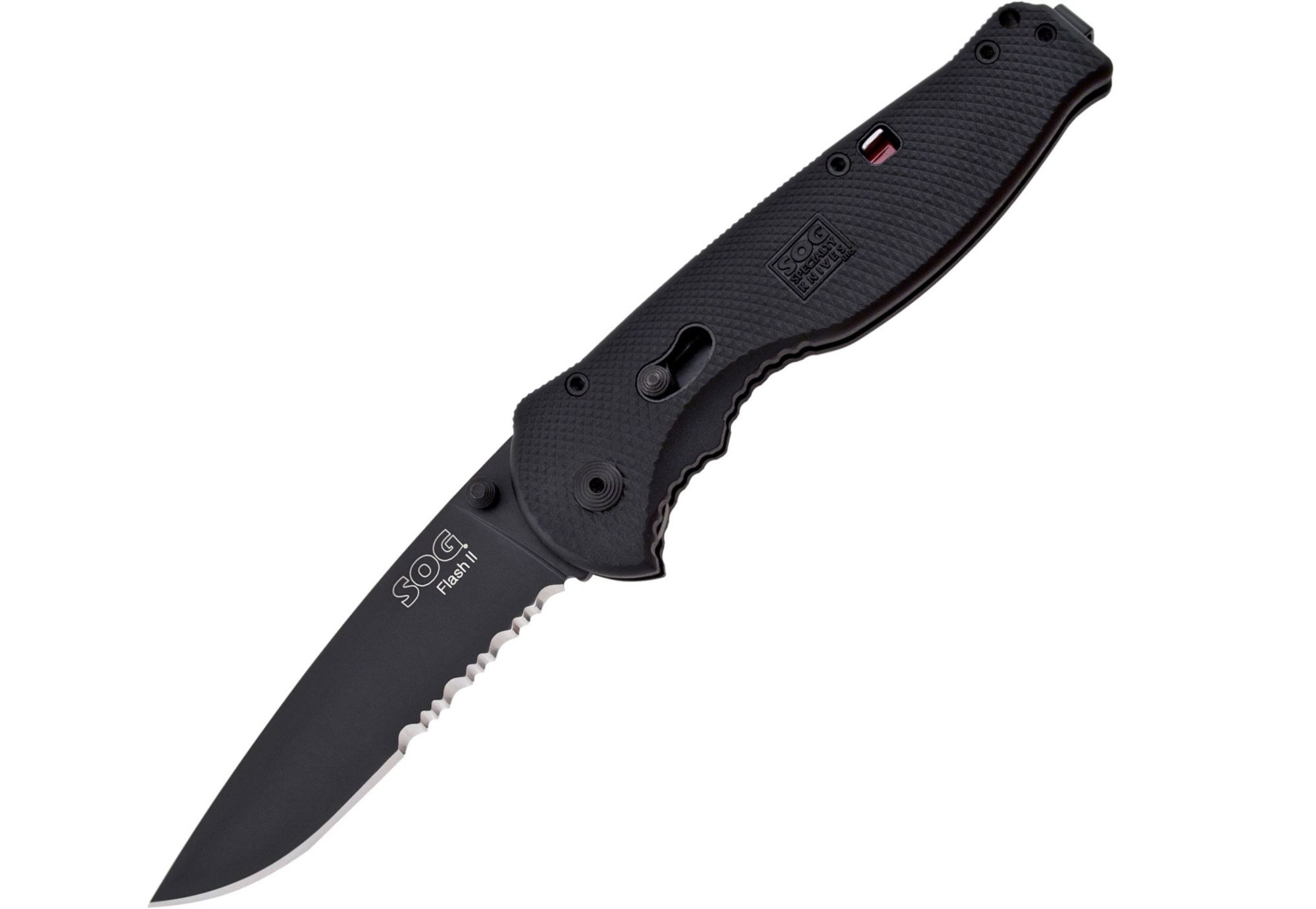 SOG Flash II Drop Point Knife - Half Serrated Black