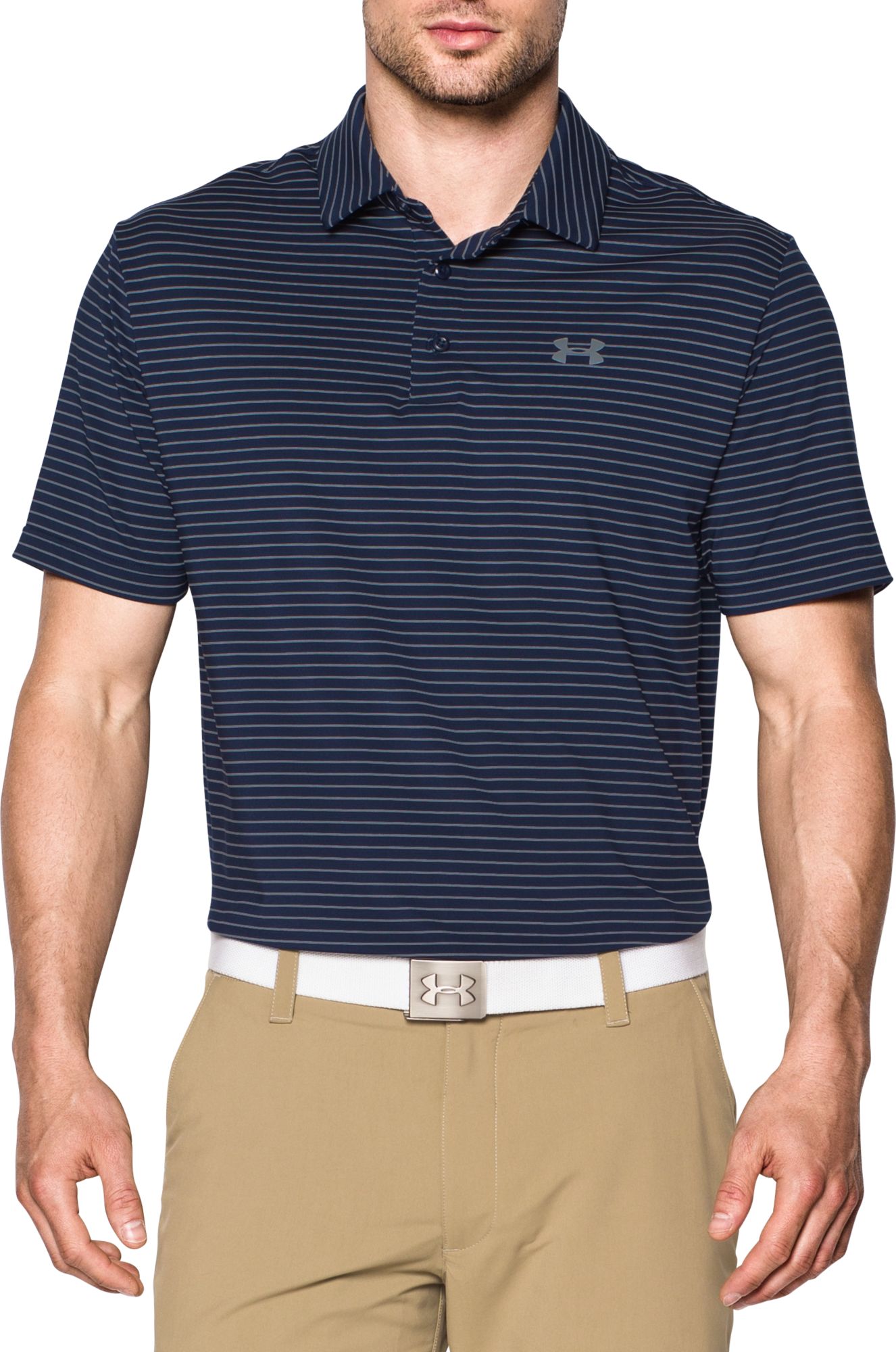 under armour playoff stripe polo