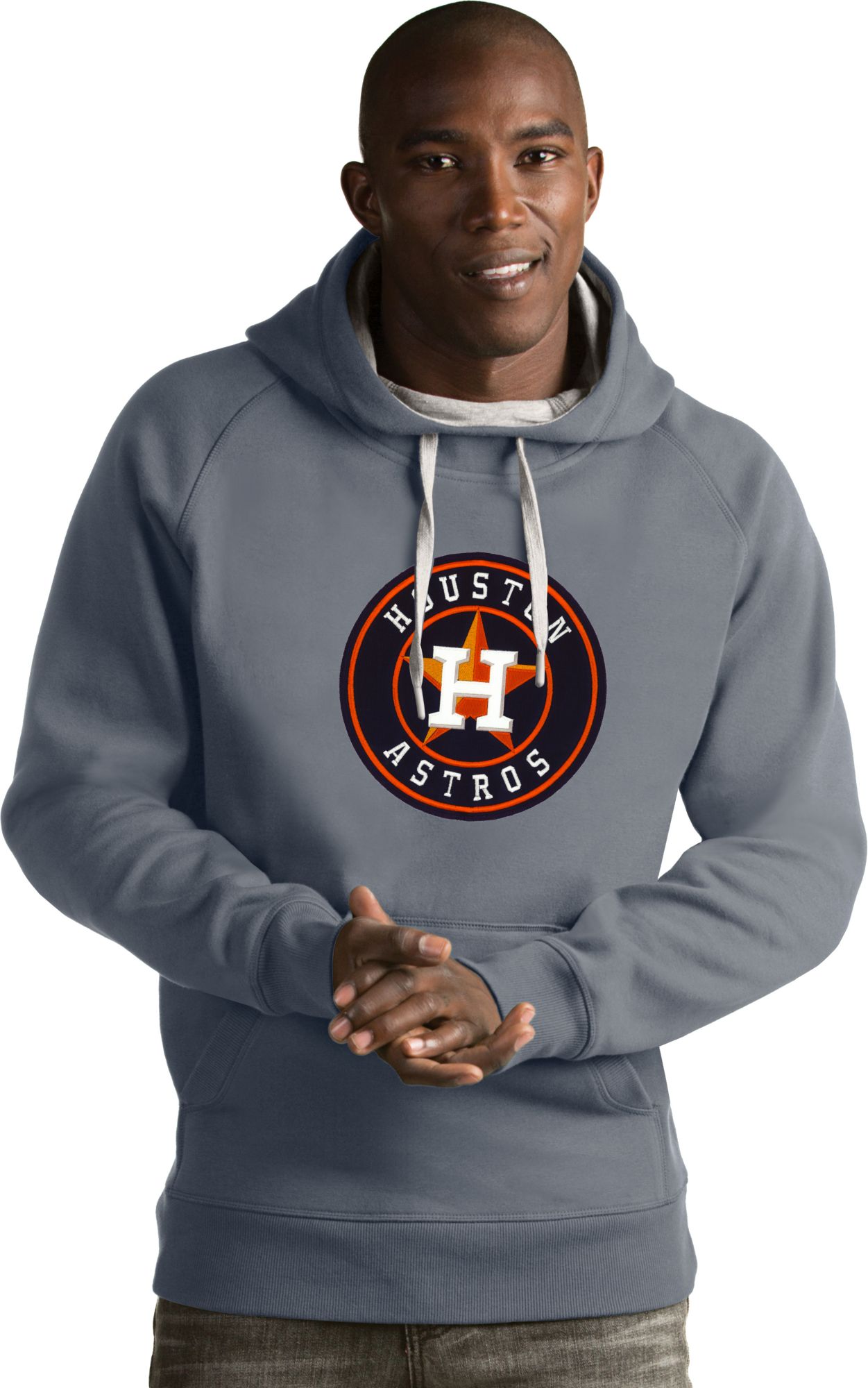 Antigua Men's Houston Astros Grey Victory Hoodie