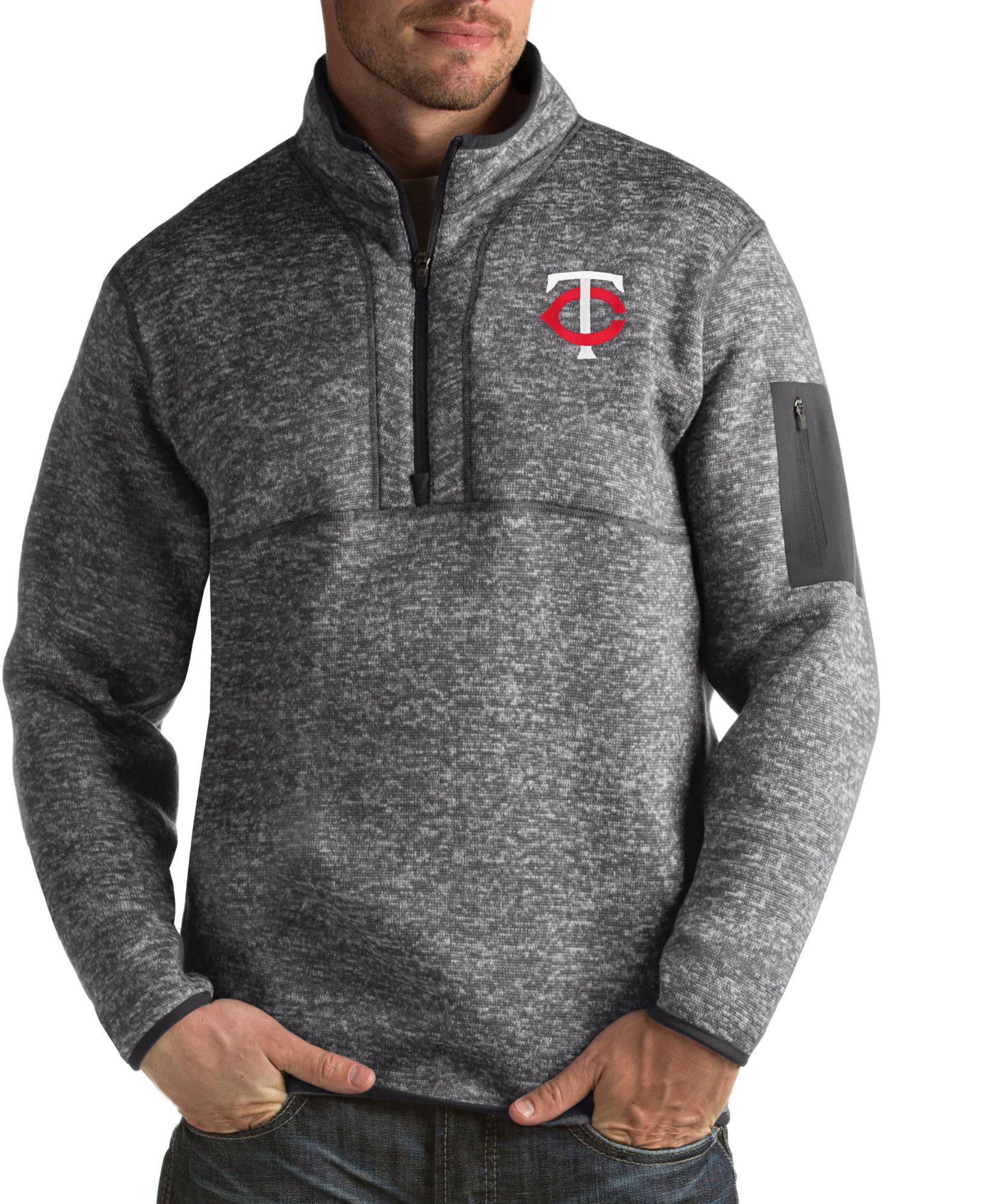 grey half zip pullover