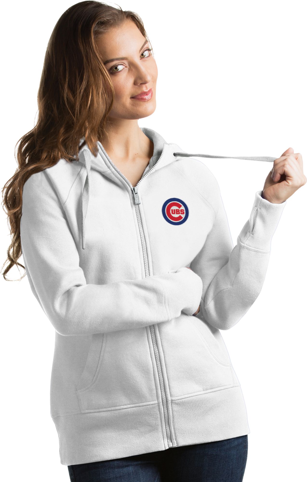 Antigua Apparel / Women's Chicago Cubs White Victory Full-Zip Hoodie