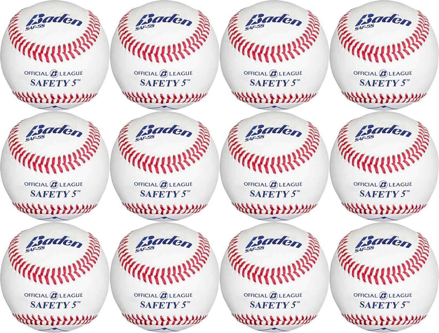 Baden Official Level-5 Safety Baseballs – 12 Pack