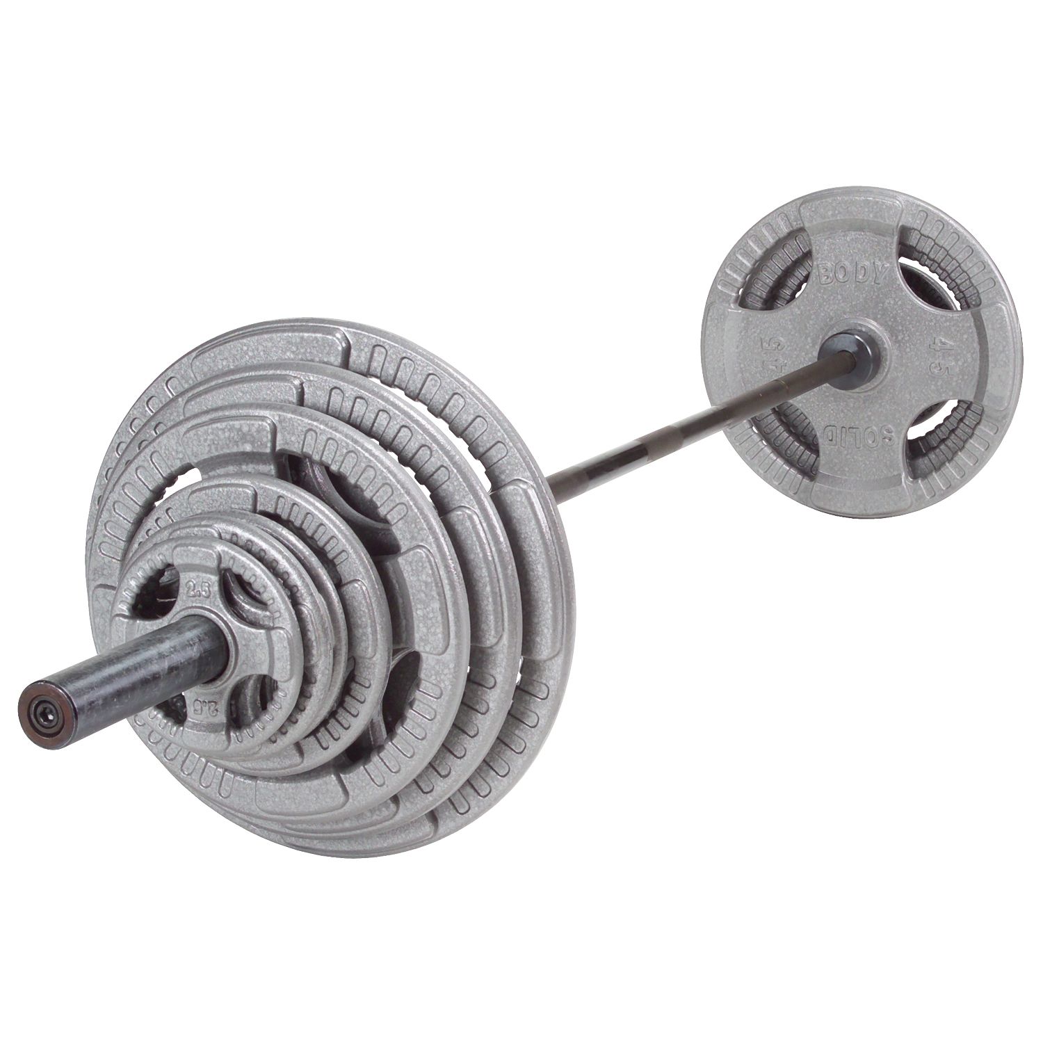 Body-Solid 300 lb. Cast Grip Olympic Weight Set with Chrome Bar