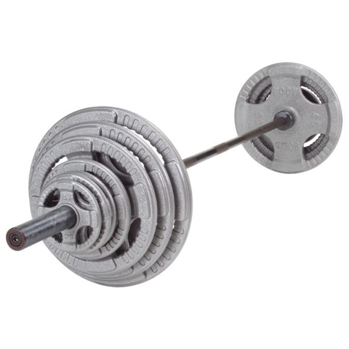 Body Solid 300 Lb Cast Grip Olympic Weight Set With Black Bar