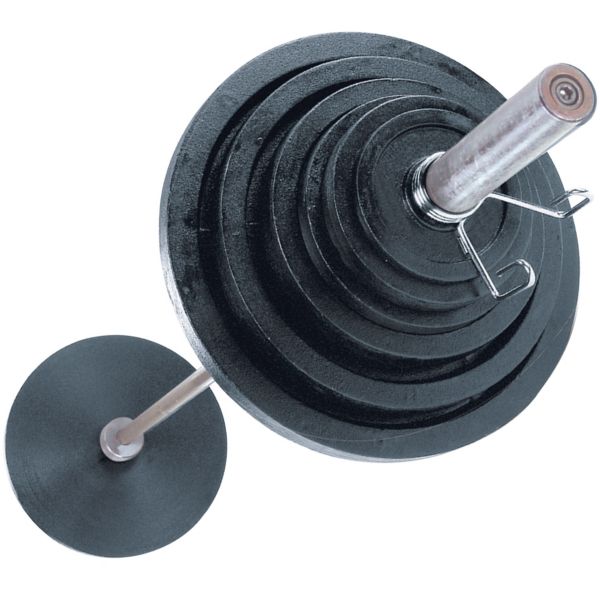 Body-Solid 300 lb Cast Olympic Plate Set with Chrome Bar
