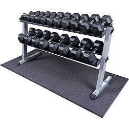 Body Solid GDR60 Rubber Hex Dumbbell Rack and Set