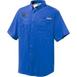 Columbia Men's Memphis Tigers Blue Button-Down Performance Short Sleeve Shirt
