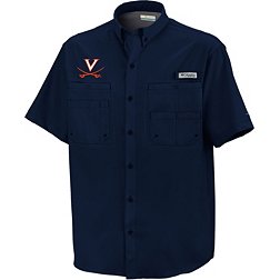 Columbia Men's Virginia Cavaliers Blue Button-Down Performance Short Sleeve Shirt