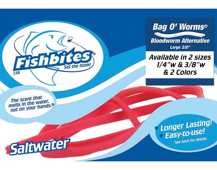 Fishbites Bag O' Worms Saltwater Bait - Bloodworm Scent, Red