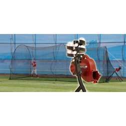 Heater BaseHit Baseball Pitching Machine & PowerAlley 20' Batting Cage