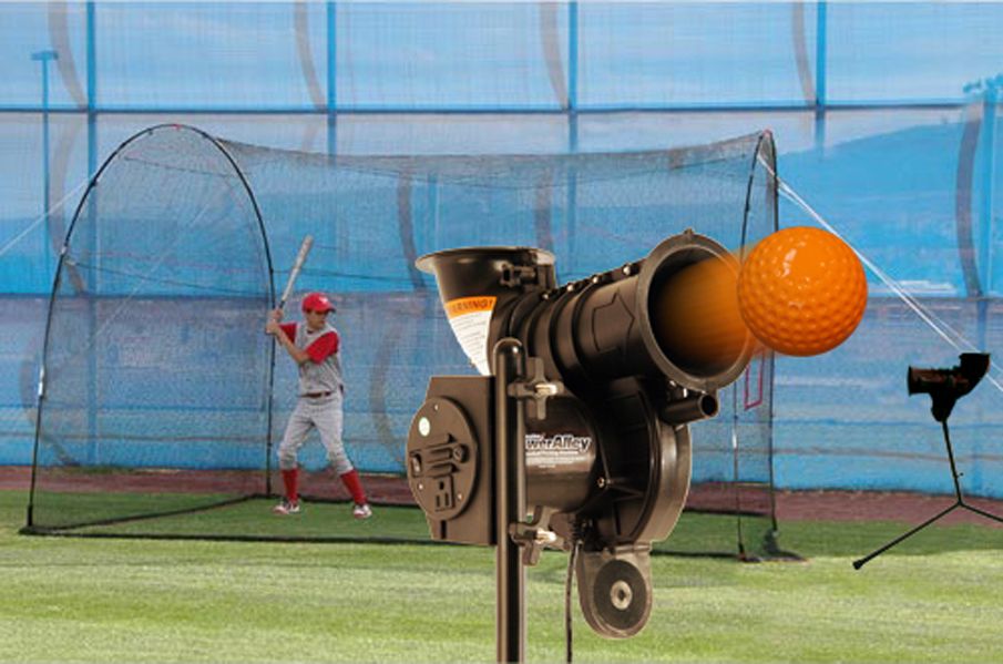 Heater PowerAlley Lite Pitching Machine &amp; HomeRun 12” Batting Cage