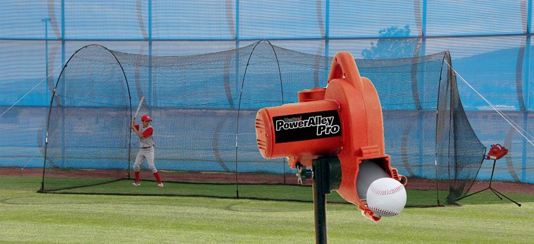 Heater PowerAlley Pro Baseball Pitching Machine &amp; Home 20' Batting Cage