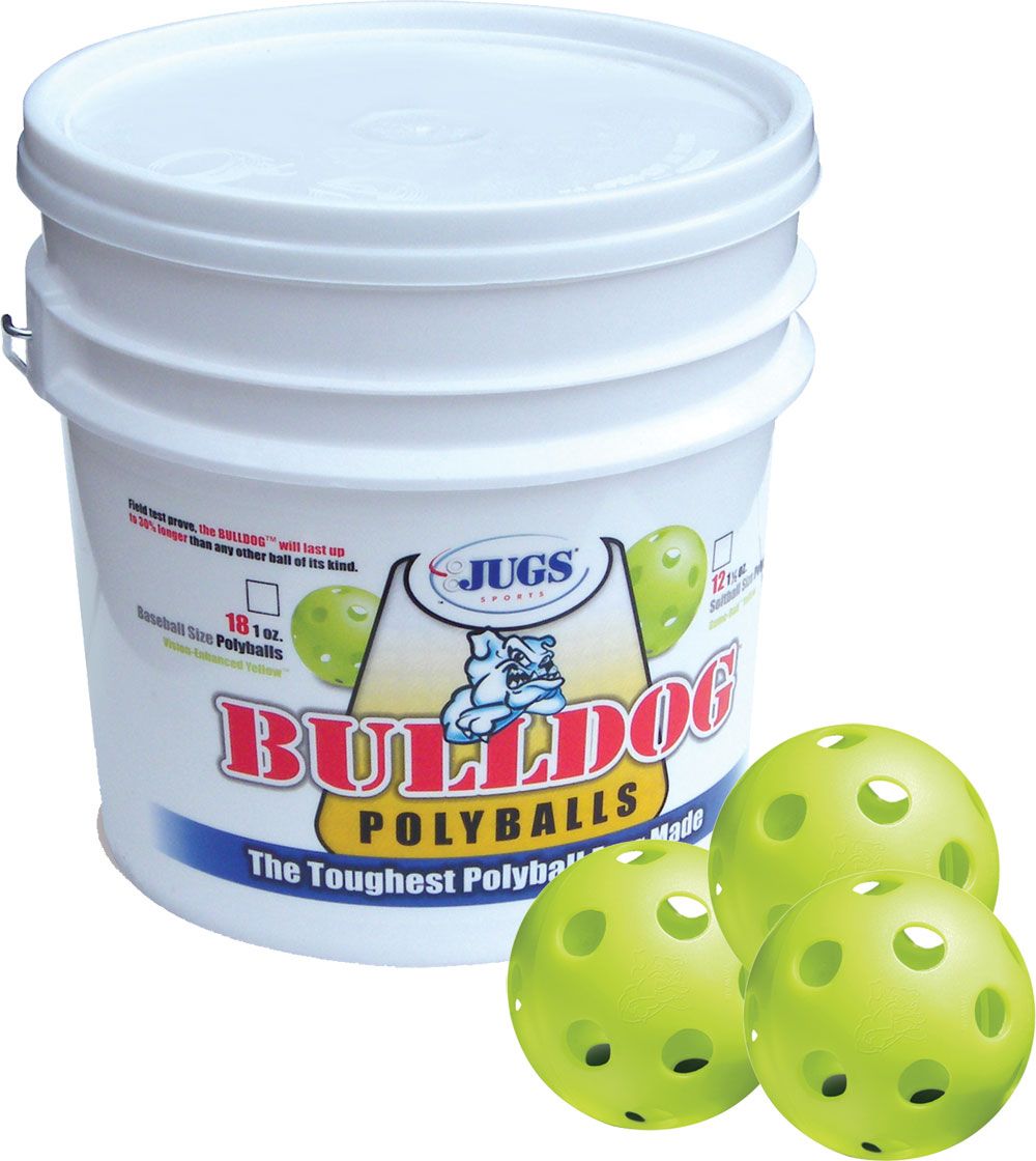 Jugs Bulldog Yellow Poly Training Pitching Machine Baseballs - Bucket of 18
