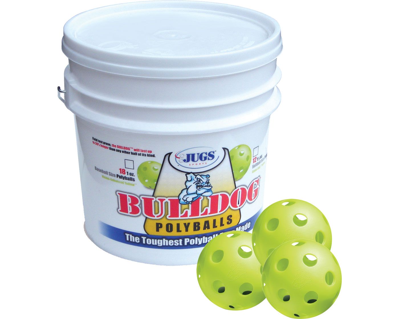 Jugs Bulldog Yellow Poly Training Baseballs Bucket of 18 DICK'S