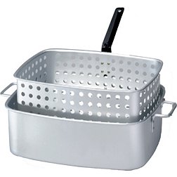 King Kooker 15 Quart Rectangular Aluminum Deep Fryer Pan with Handles and Basket