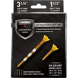 Maxfli Performance Series Low Resistance 3 1/4'' & 1 1/2'' Assorted Golf Tees - 50 Pack