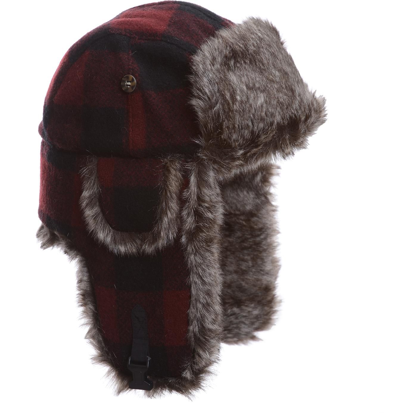 Mad Bomber Men's Maroon Plaid Wool Faux Fur Bomber Hat | DICK'S Sporting Goods