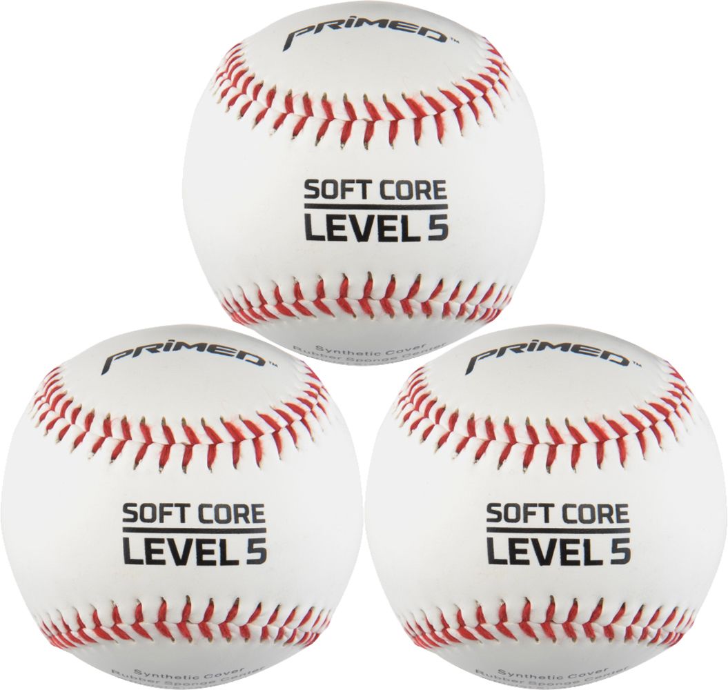 PRIMED Soft Core Level 5 Baseballs - 3 Pack