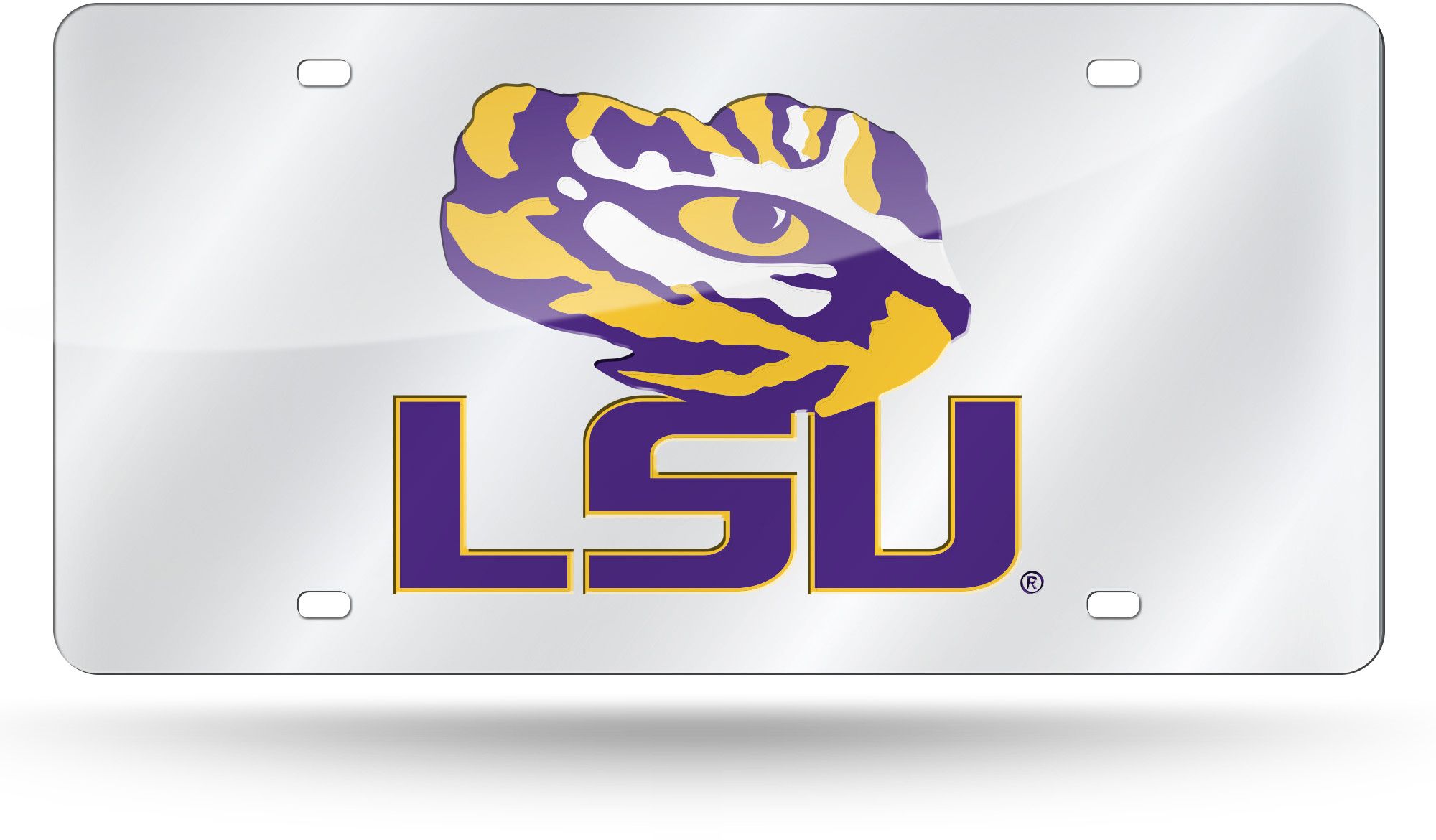 Rico LSU Tigers Silver Laser Tag License Plate