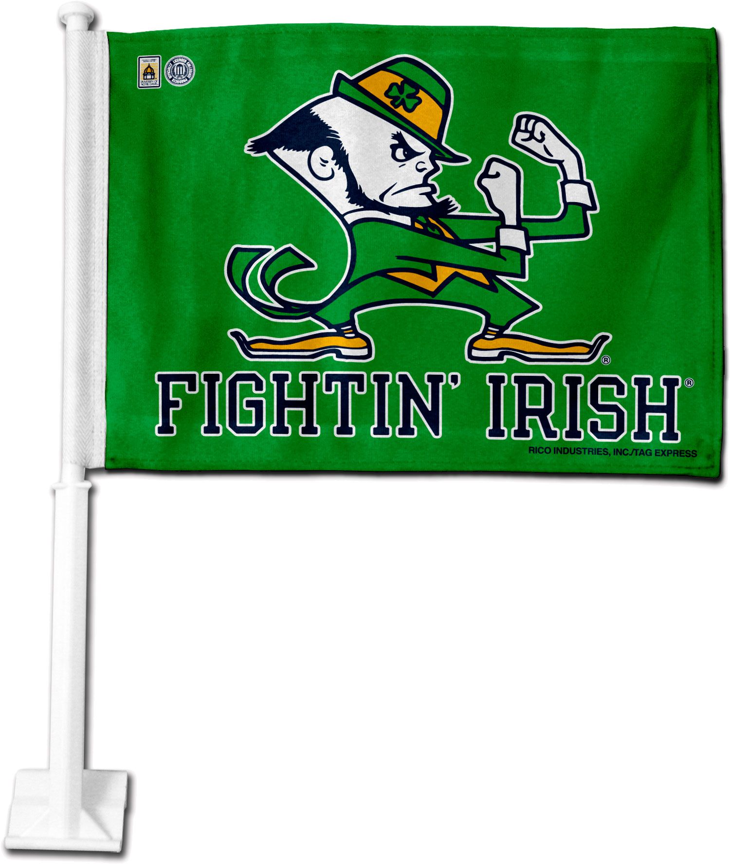 Rico Notre Dame Fighting Irish Green Mascot Car Flag