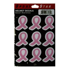 Sportstar Pink Breast Cancer Awareness Ribbon Helmet Stickers