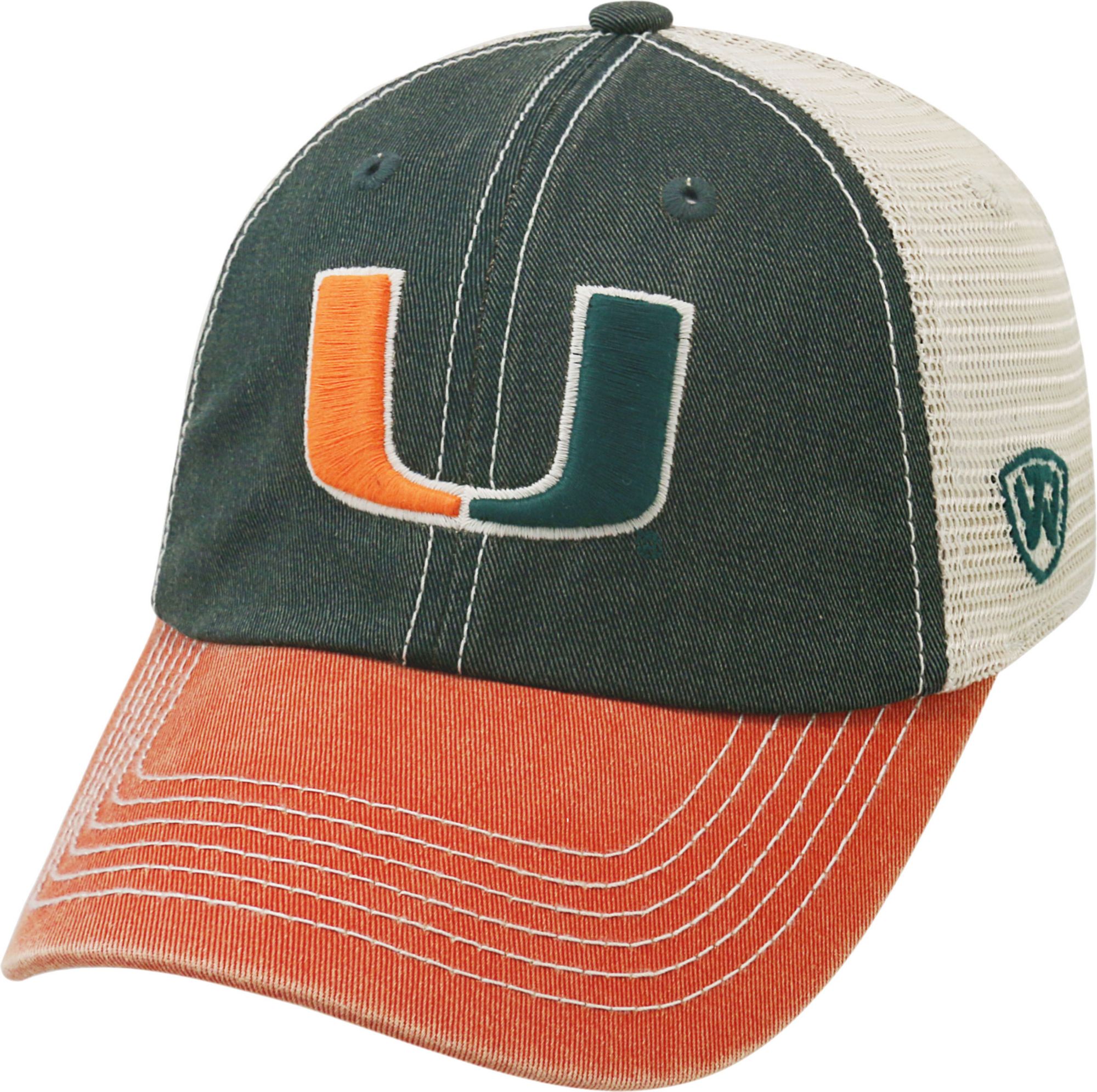 Top of the World Men's Miami Hurricanes Green/White/Orange Off Road Adjustable Hat