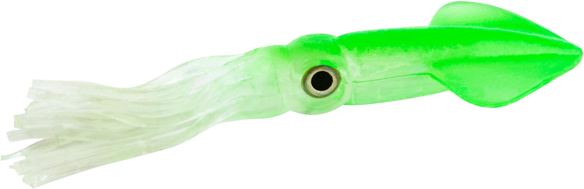 Tsunami HSQ6 Holographic Squid Soft Plastic Bait, Chartreuse/Clear