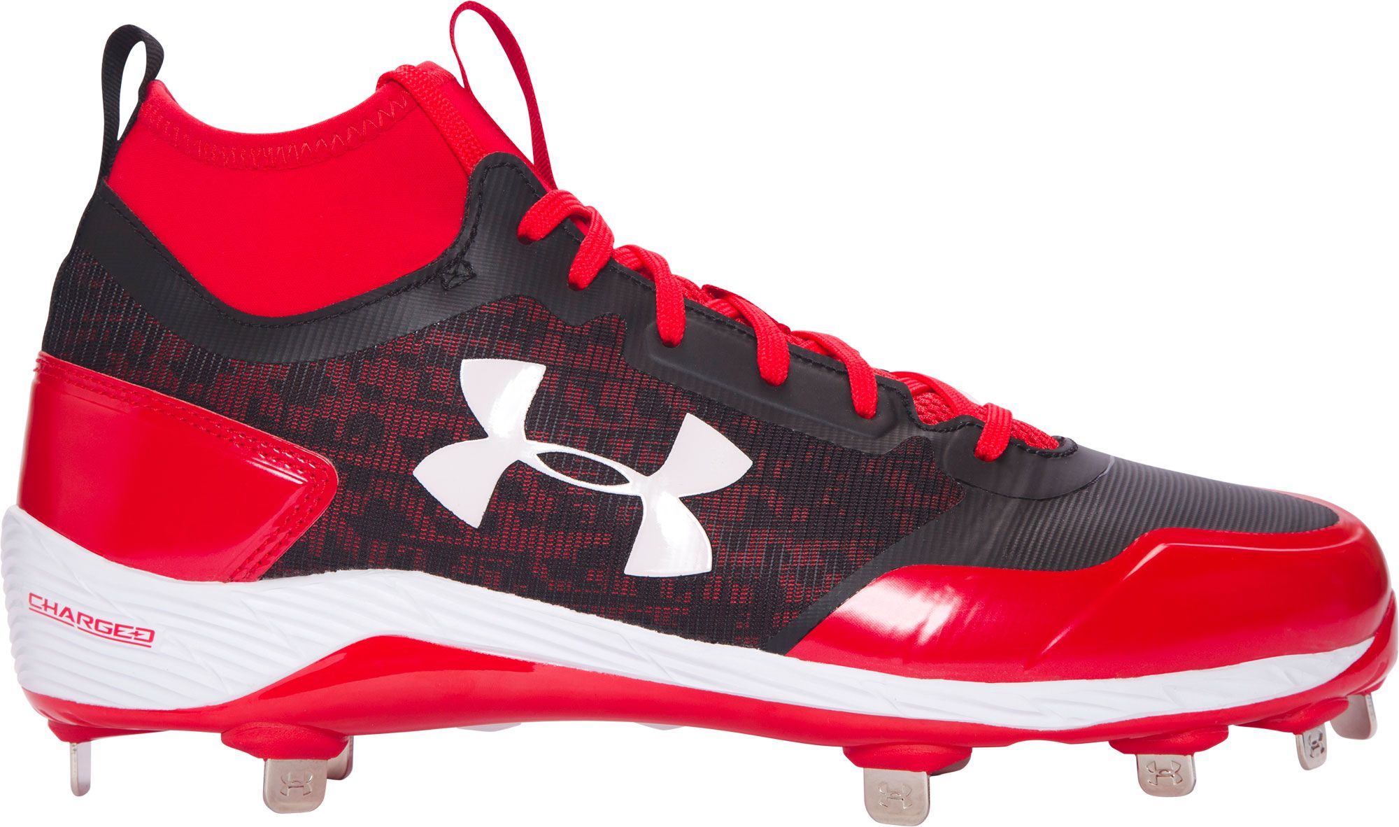 orange and black under armour baseball cleats