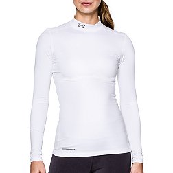 UNDER Armour Women's V-Neck Vented Long Sleeve Tee Pink and White