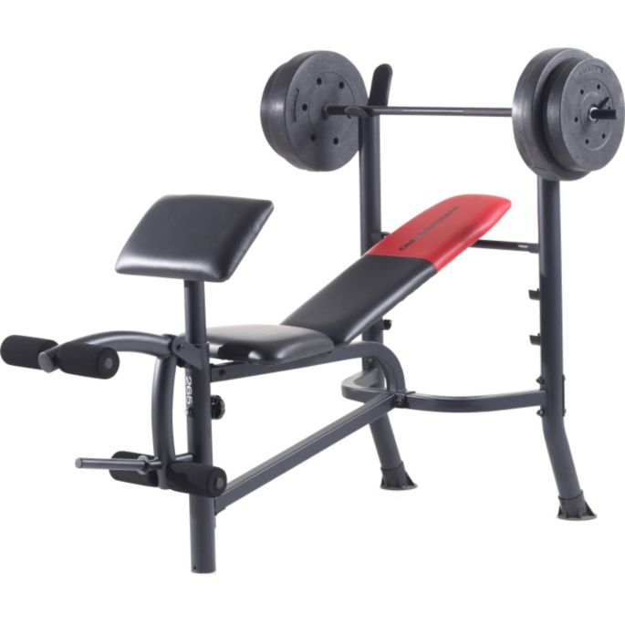 Weider Pro 265 Standard Weight Bench And Weight Combo Pack