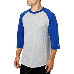 adidas Men's Triple Stripe ¾ Sleeve Heather Baseball Shirt