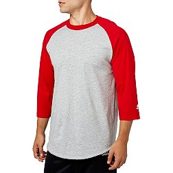 adidas Men's Triple Stripe ¾ Sleeve Heather Baseball Shirt