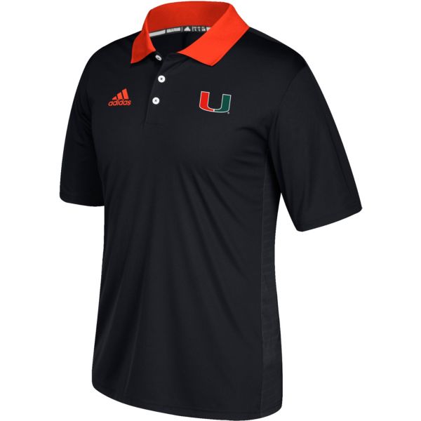 adidas Men's Miami Hurricanes Black Sideline Coaches Polo