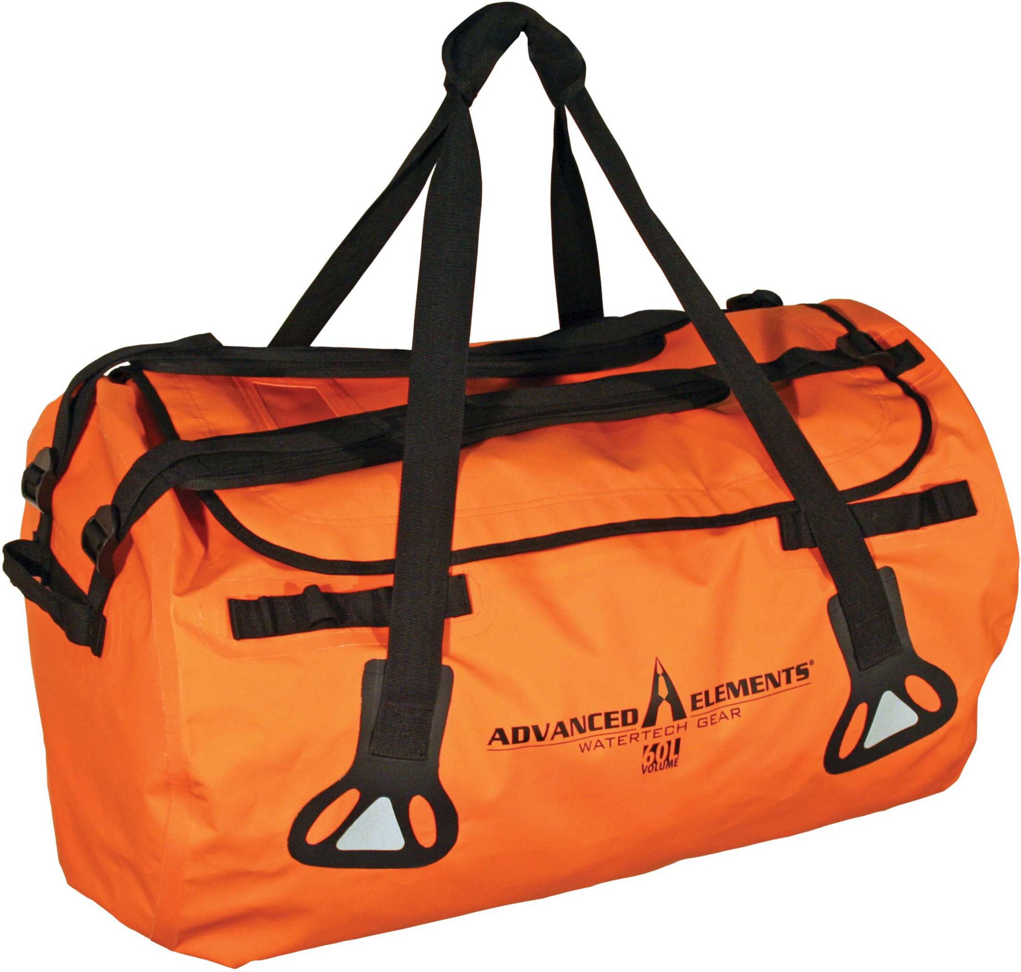 orange and black duffle bag